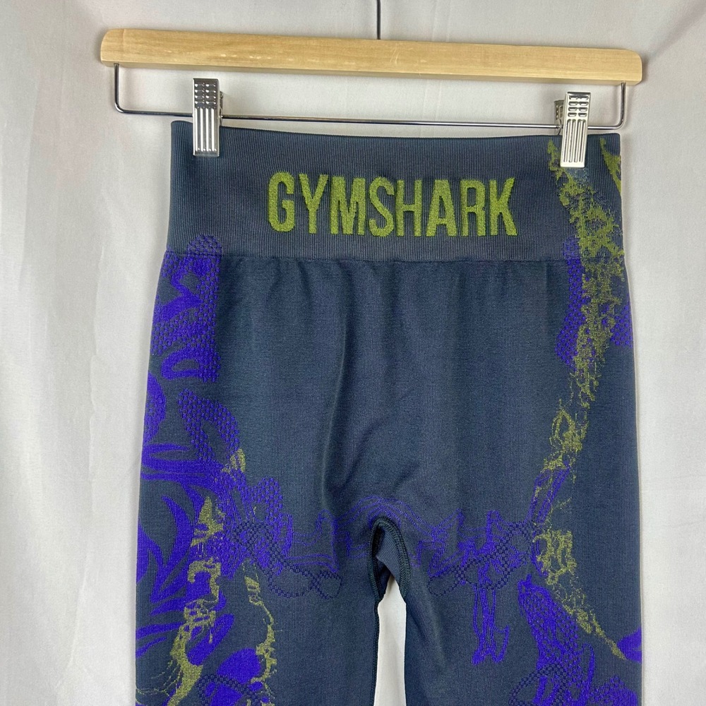 Gymshark Womens Adapt Animal Seamless Leggings Black Purple Lime B3A5X Large - Picture 6 of 8